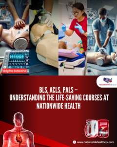 BLS, ACLS, PALS life-saving courses at Nationwide Health with CPR training and emergency medical scenarios.