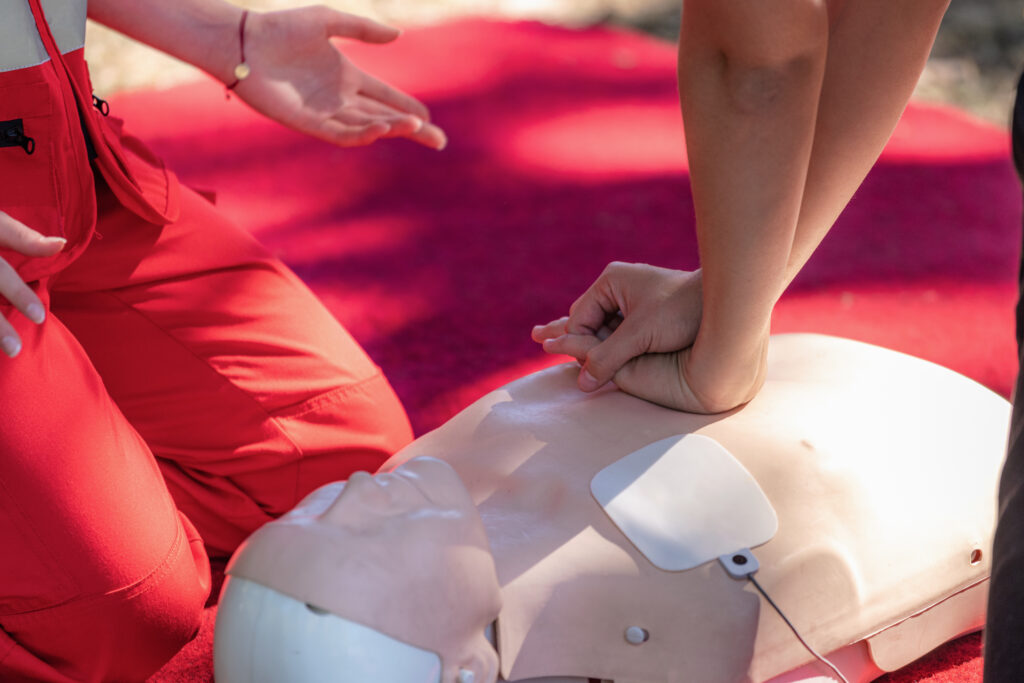 Instructor-led course where instructor is guiding the process and steps when it comes to CPR training 