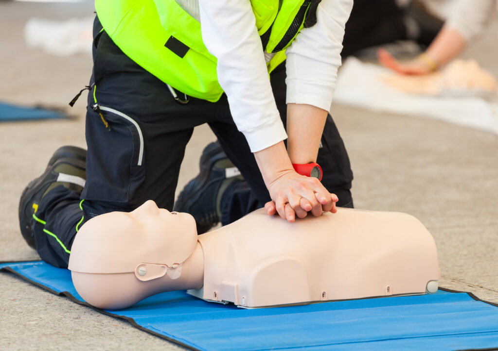 Cardiac Arrest assessment skills demonstrated by healthcare students during instructor led CPR training session at Nationwide Health CPR