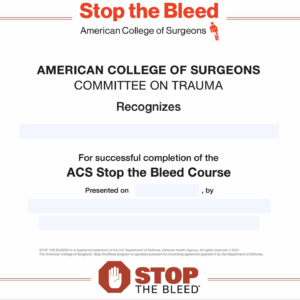 Stop the Bleed- Certification eCard